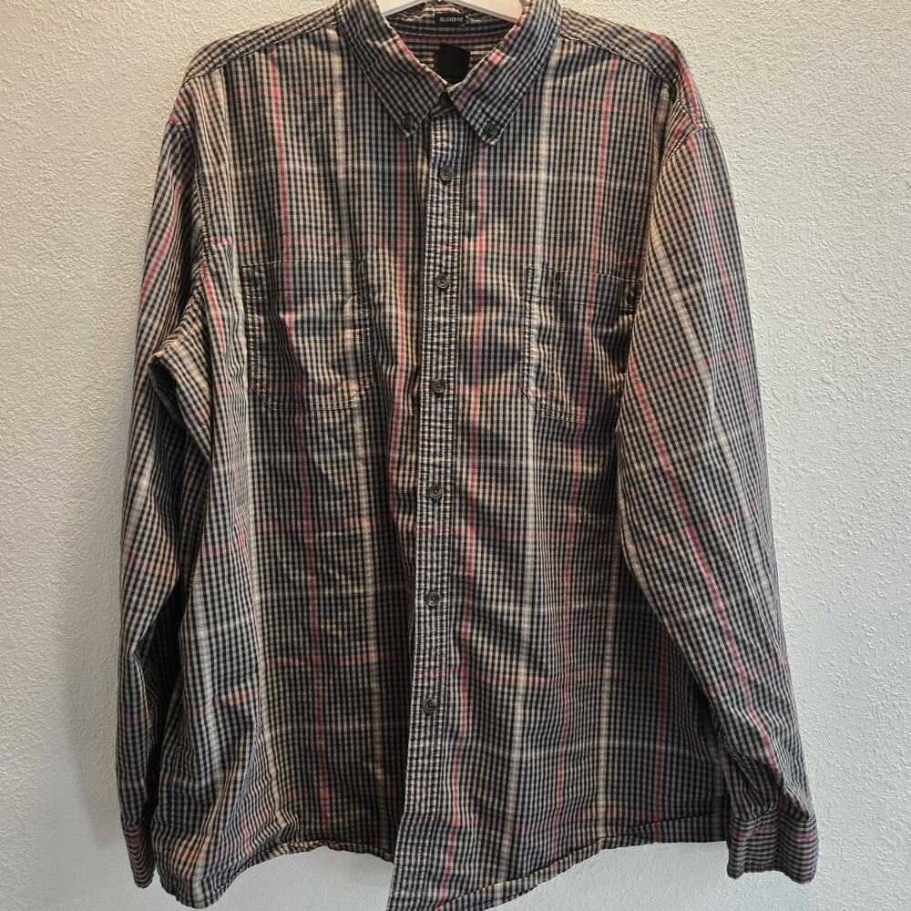 Dickies Relaxed Fit Flannel Shirt Mens 2XL Plaid Button‎ Down Workwear Red Black